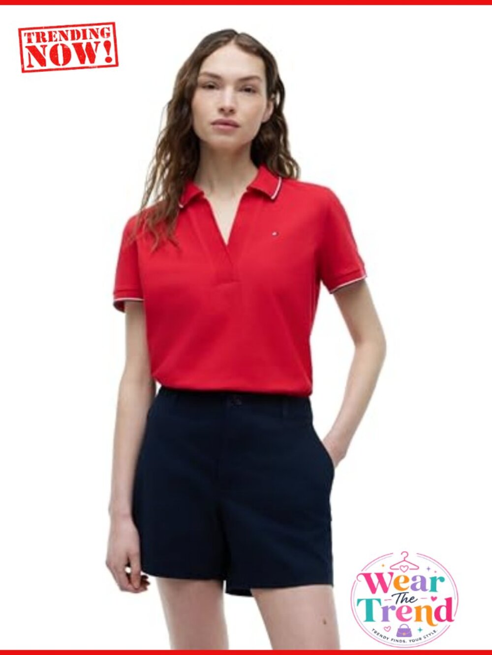 Cotton Pique Short Sleeve V-Neck Polo Shirt Classic Fit Stretch